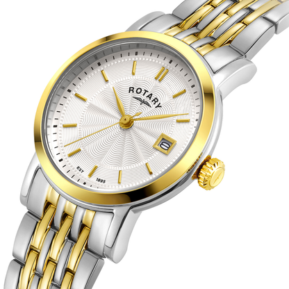 Rotary Ladies Heritage Silver Dial Silver & Gold Plated Stainless Steel Bracelet Watch - LB05421/70