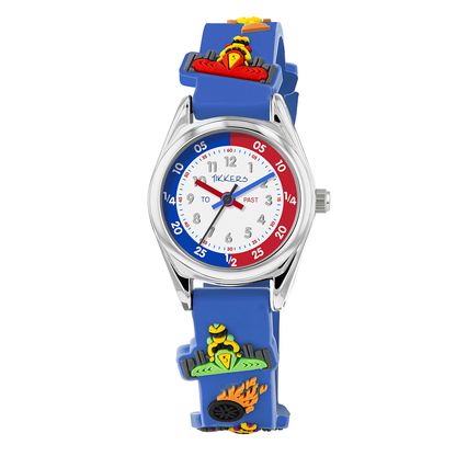Tikkers 3D Racing Car Blue Silicone Strap Watch - ATK1096