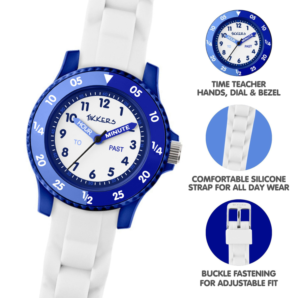 Tikkers White Silicone strap Timer Teacher Watch - TK0217