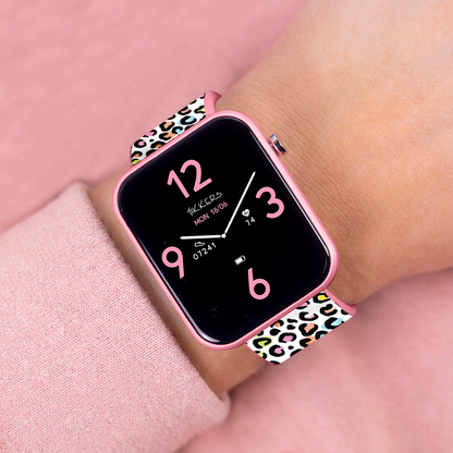 Tikkers Smart Series 13 Pink Leopard Print Silicone Strap Smart Watch - TKS13-0037