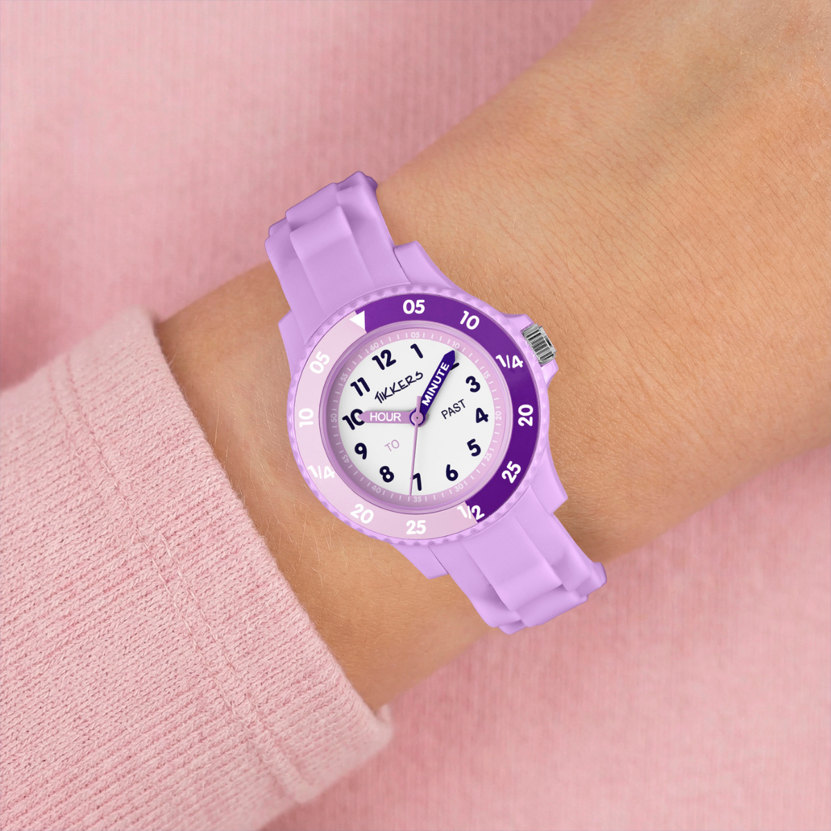 Tikkers Lilac Silicone strap Timer Teacher Watch - TK0218