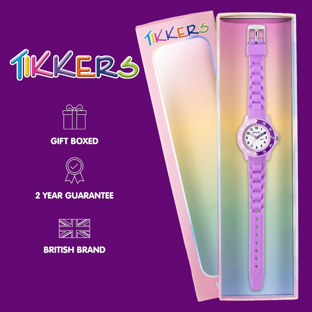 Tikkers Lilac Silicone strap Timer Teacher Watch - TK0218