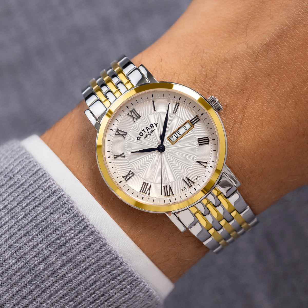 Rotary Men's Heritage Silver & Gold Plated Stainless Steel Bracelet Watch - GB05421/01