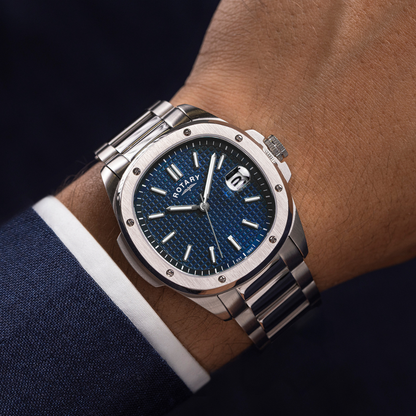 Rotary Men's Apex 100 Blue Dial Stainless Steel Bracelet Watch - GB05575/05