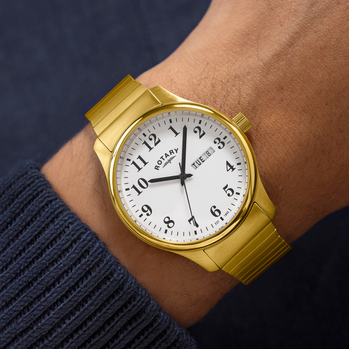 Rotary Men's Heritage Altera Gold Plated Stainless Steel Expander Bracelet Watch - RGB05762/18