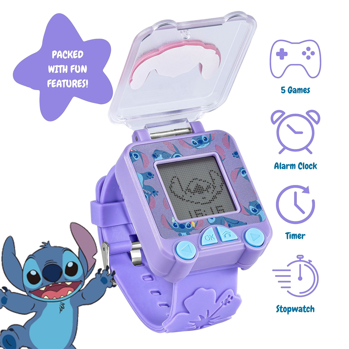 Lilo & Stitch Purple 3D Strap Purple Learning Watch - LAS4162
