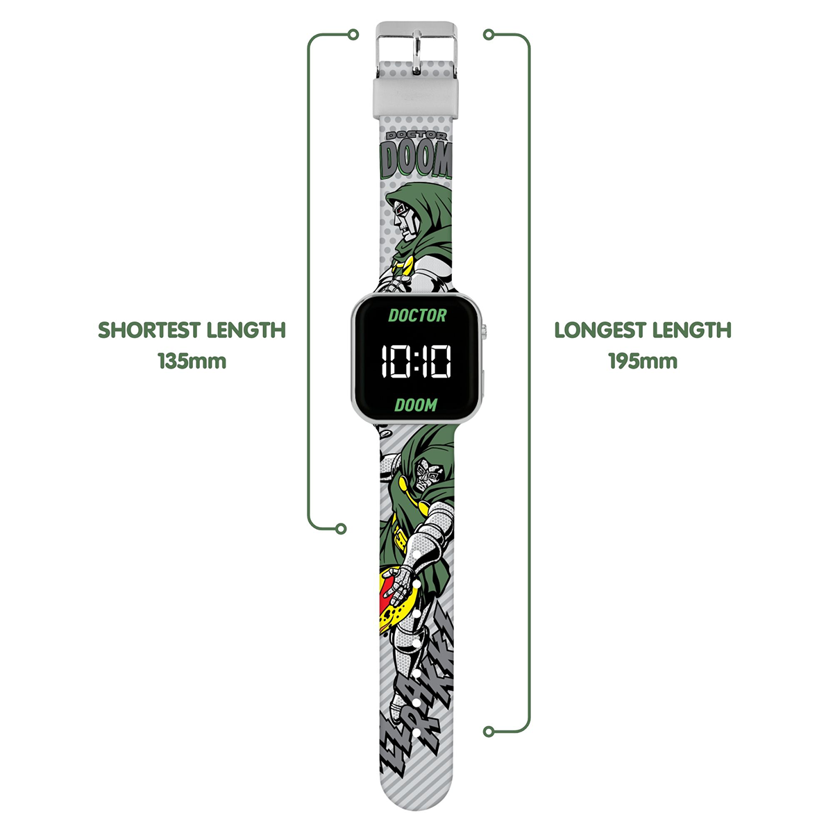 Doctor Doom LED Display Watch with Silicone Character Strap for Kids - DRD4009