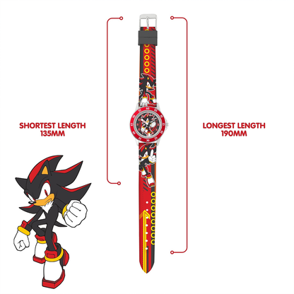 Shadow the Hedgehog Time Teacher Dial Quartz Watch with Silicone Strap for Kids - SNC9060M
