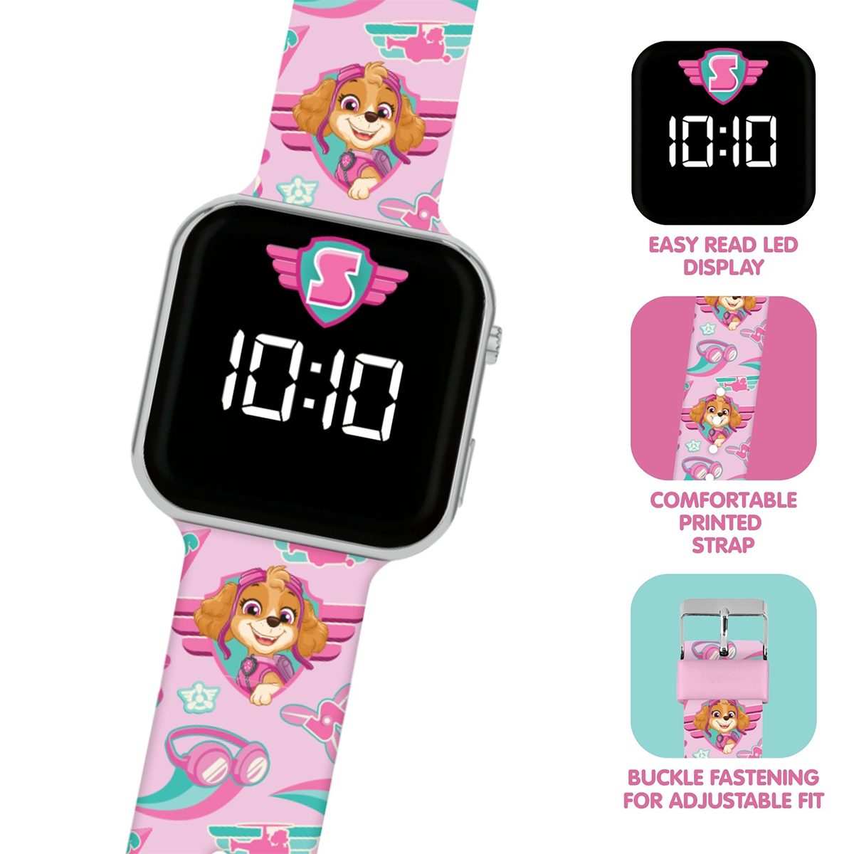 Paw Patrol LED Display Watch with Silicone Skye Character Strap for Kids - PAW4628