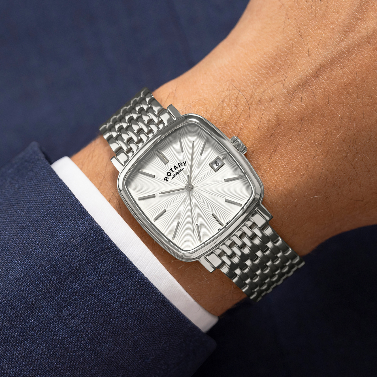 Rotary Men's Heritage Astoria Square Stainless Steel Bracelet Watch - RGB05307/08