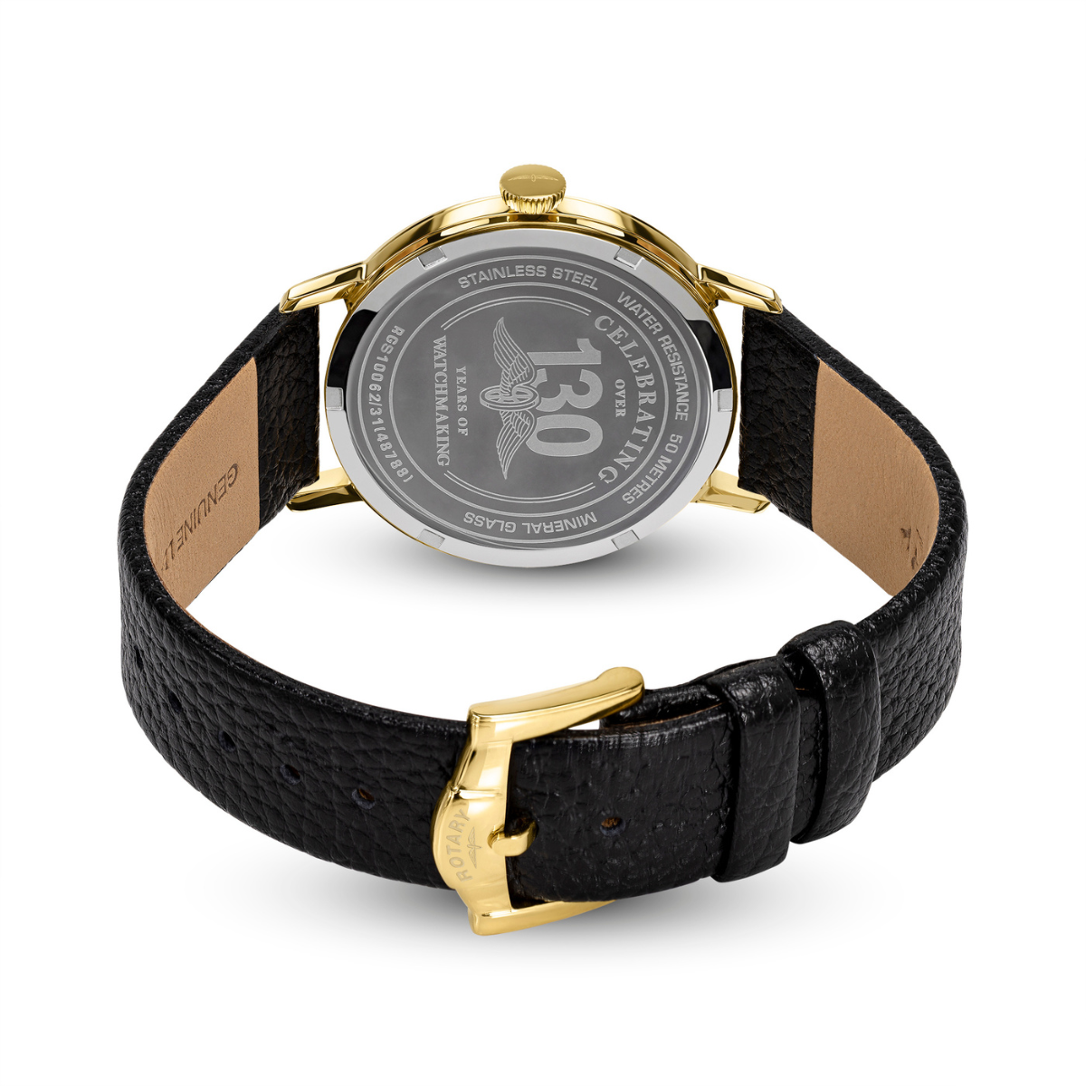 Rotary Men's 1895 Gold Plated Stainless Steel Brown Leather Strap Watch - RGS10062/31