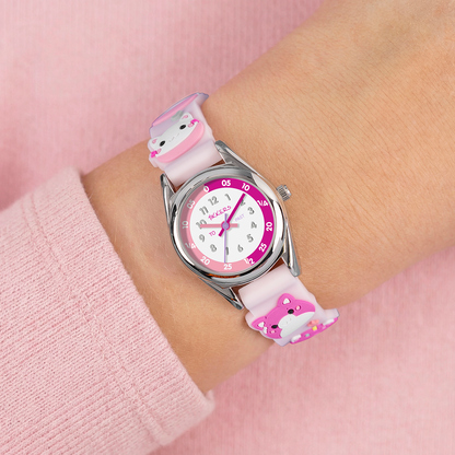 Tikkers 3D Cat Pink Silicone Strap Watch - ATK1097