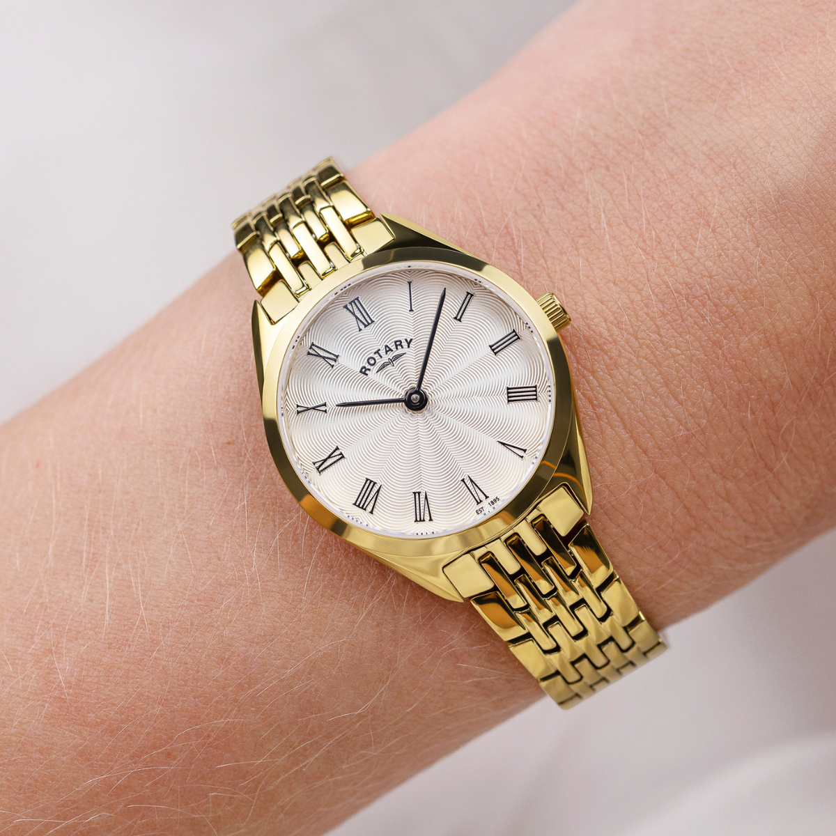 Rotary Ladie's Ultra Slim Gold Plated Stainless Steel Bracelet Watch - LB08013/01