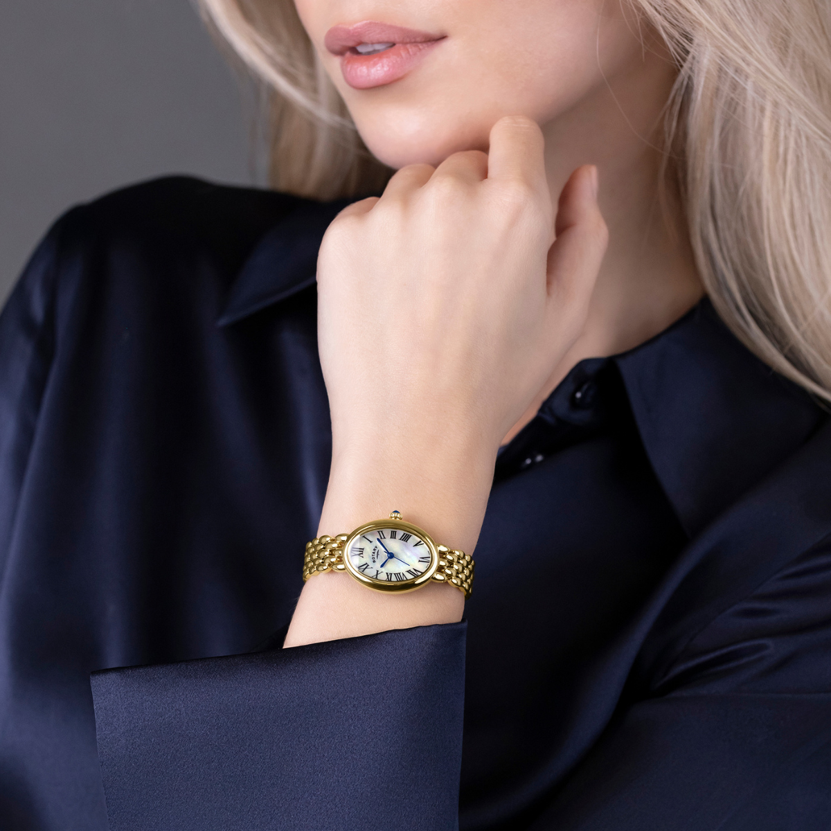 Rotary Ladies Heritage Astoria Mother Of Pearl Dial Gold Plated Stainless Steel Pebble Bracelet Watch - RLB10024/07