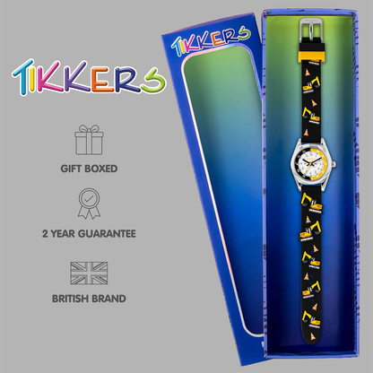 Tikkers Time Teacher 3D Digger Black Silicone Strap Watch - TK0213