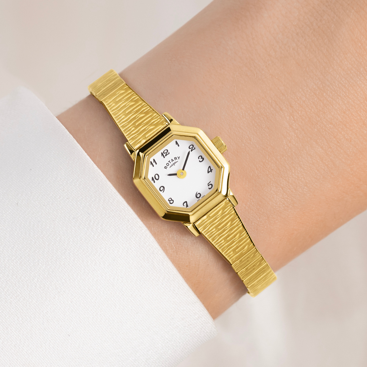 Rotary Ladies Heritage Octagonal Case Gold Plated Stainless Steel Expander Bracelet Watch - LB00764/29