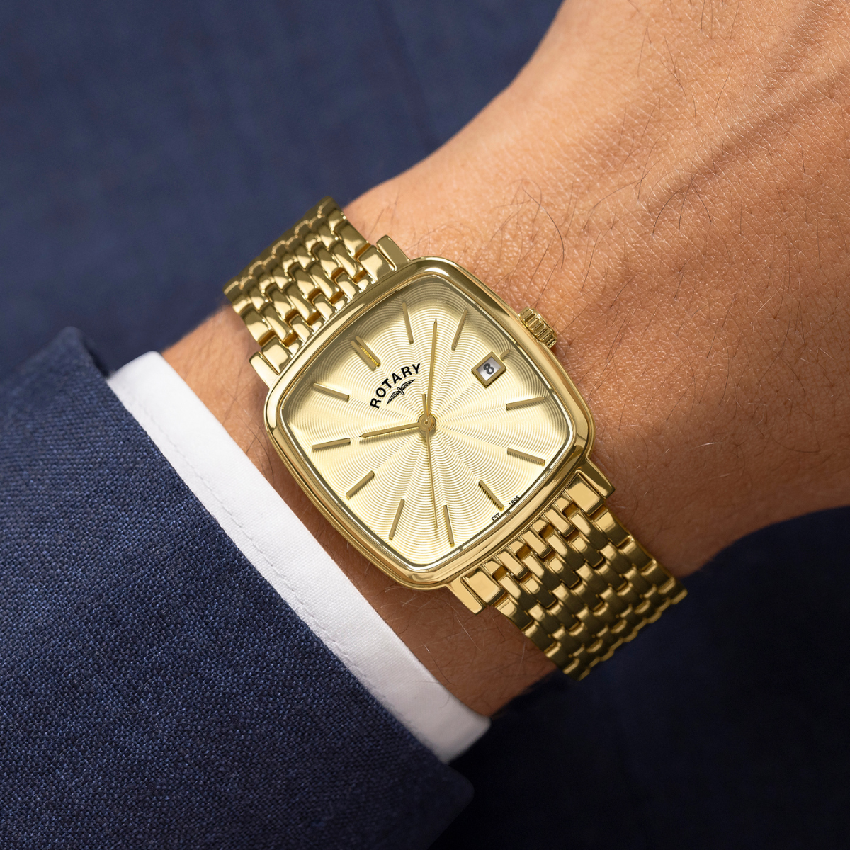 Rotary Men's Heritage Astoria Square Gold Plated Stainless Steel Bracelet Watch - GB05308/03