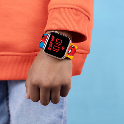 Spiderman Comic Style Printed Strap Boys LED Watch - SPD4903