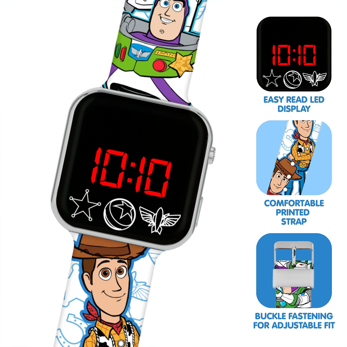 Toy Story Buzz and Woody LED Display Watch with Silicone Character Strap for Kids - TSF4022