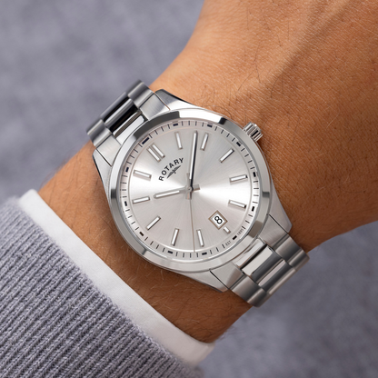 Rotary Men's Heritage Silver Dial Stainless Steel Bracelet Watch - GB05520/06