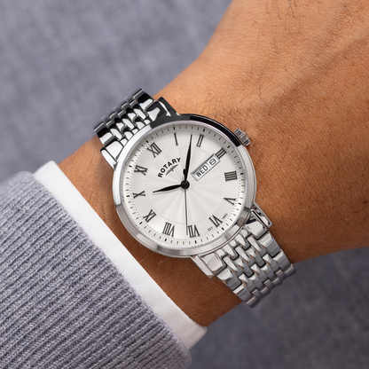 Rotary Men's Heritage Roman Numeral Stainless Steel Bracelet Watch - GB05420/01