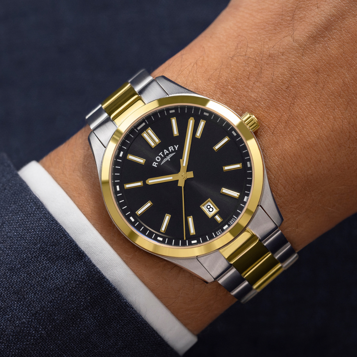 Rotary Men's Heritage Silver & Gold Plated Stainless Steel Bracelet Watch - GB05521/04