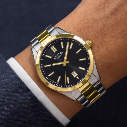Rotary Men's Heritage Silver & Gold Plated Stainless Steel Bracelet Watch - GB05521/04