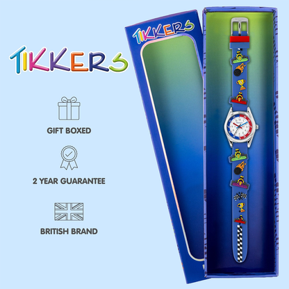 Tikkers 3D Racing Car Blue Silicone Strap Watch - ATK1096