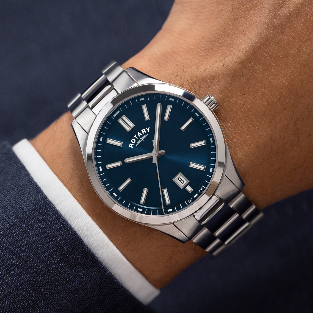 Rotary Men's Heritage Blue Dial Stainless Steel Bracelet Watch - GB05520/05