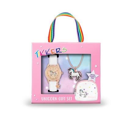 Tikkers Girls White PU Strap Unicorn Watch, necklace and purse set ATK1063 - ATK1063