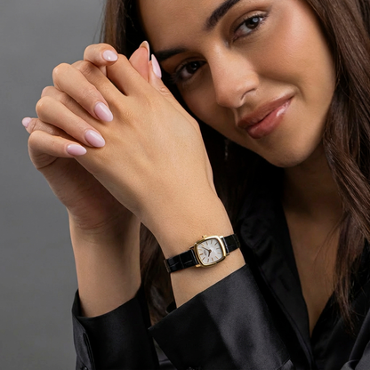 Rotary Ladies Heritage Astoria Mother Of Pearl Gold Plated Black Leather Strap Watch - RLS10046/41