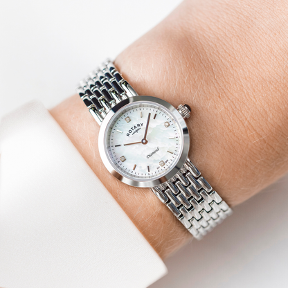 Rotary Ladies Heritage Diamond Mother Of Pearl Dial Stainless Steel Bracelet Watch - LB00899/07/D