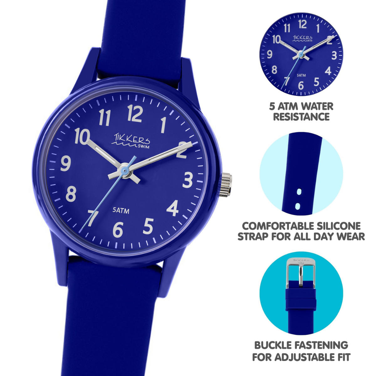 Tikkers Blue 50M Water Resistance Silicone Strap Watch - TK0219