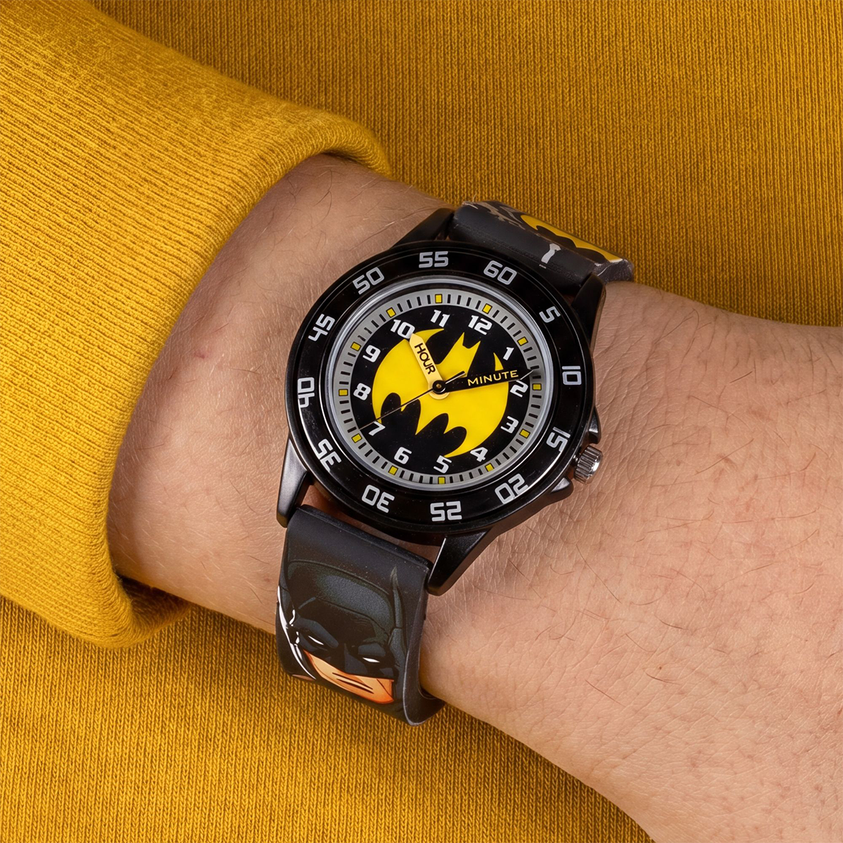 Batman Time Teacher Dial Quartz Watch with Silicone Strap for Kids - BAT9504