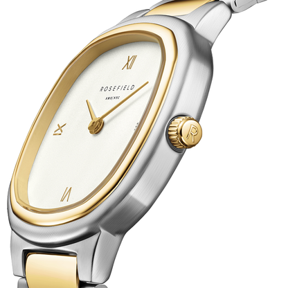 Rosefield Gaia Roman Indexes Gold / Cilinder Steel Strap Duotone - ORCDSD-OR03