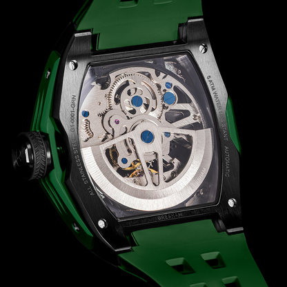 Gresham GI Special Edition Stainless Steel Tonnaeu Case Black and Green Watch - G1-0001-GRN
