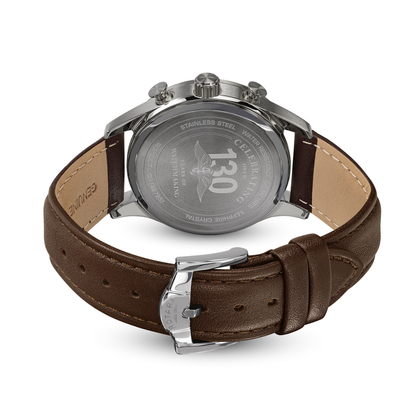 Rotary Men's Heritage Chronograph Stainless Steel Brown Leather Strap Watch - RGS10071/03