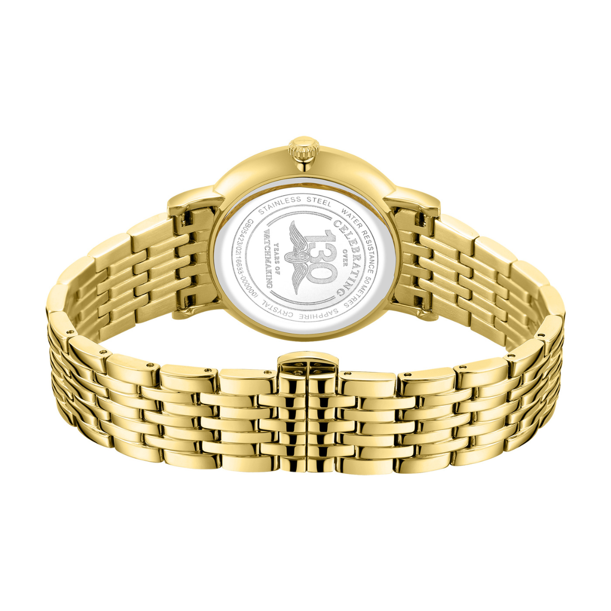Rotary Men's Heritage White Guilloche Dial Gold Plated Stainless Steel Bracelet Watch - GB05423/02