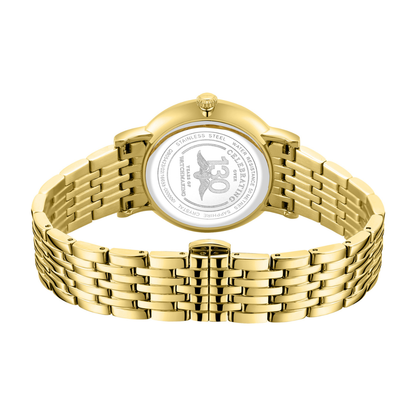 Rotary Men's Heritage White Guilloche Dial Gold Plated Stainless Steel Bracelet Watch - GB05423/02