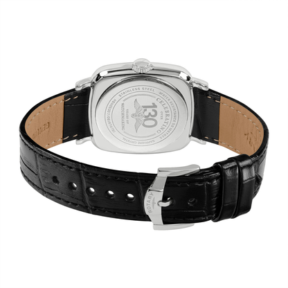Rotary Men's Heritage Astoria Square Stainless Steel Case Black Leather Strap Watch - RGS05307/08
