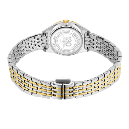 Rotary Ladie's Ultra Slim Silver & Gold Plated Stainless Steel Bracelet Watch - LB08011/02