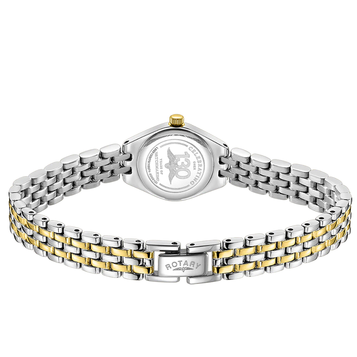 Rotary Ladies Cocktail White Dial Silver & Gold Plated Stainless Steel Bracelet Watch - LB05126/70