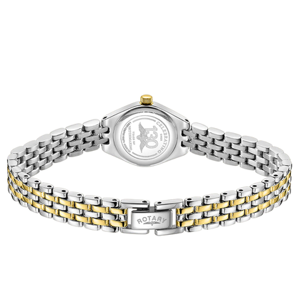 Rotary Ladies Cocktail White Dial Silver & Gold Plated Stainless Steel Bracelet Watch - LB05126/70