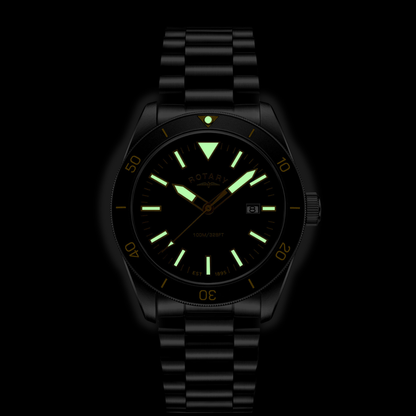 Rotary Men's Apex 10 Black Bezel Stainless Steel Bracelet Watch - RGB10001/06