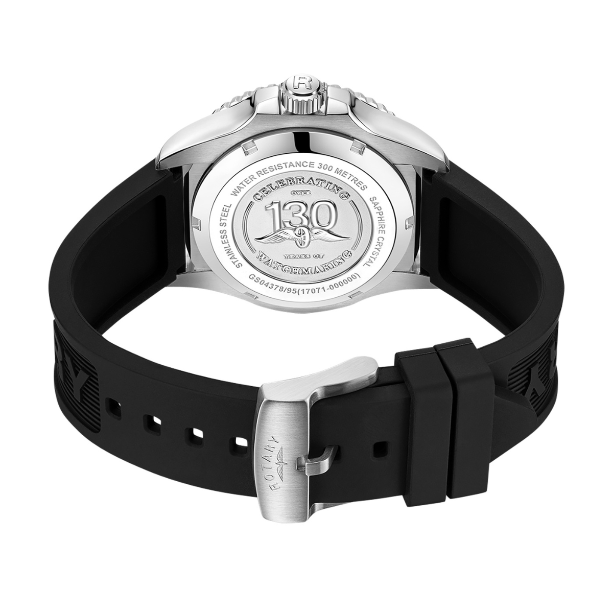 Rotary Men's Seamatic GMT 300M Water Resistance Stainless Steel Black Silicone Strap Watch - GS04378/95