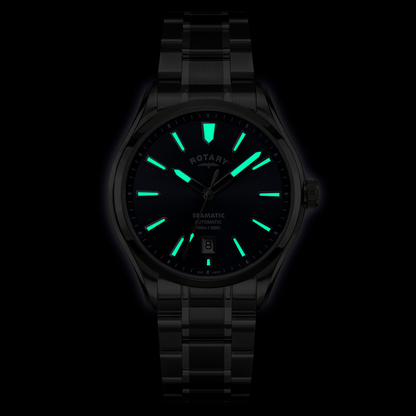Rotary Men's Seamatic 100M Water Resistance Blue Dial Stainless Steel Bracelet Watch - RGB10033/05