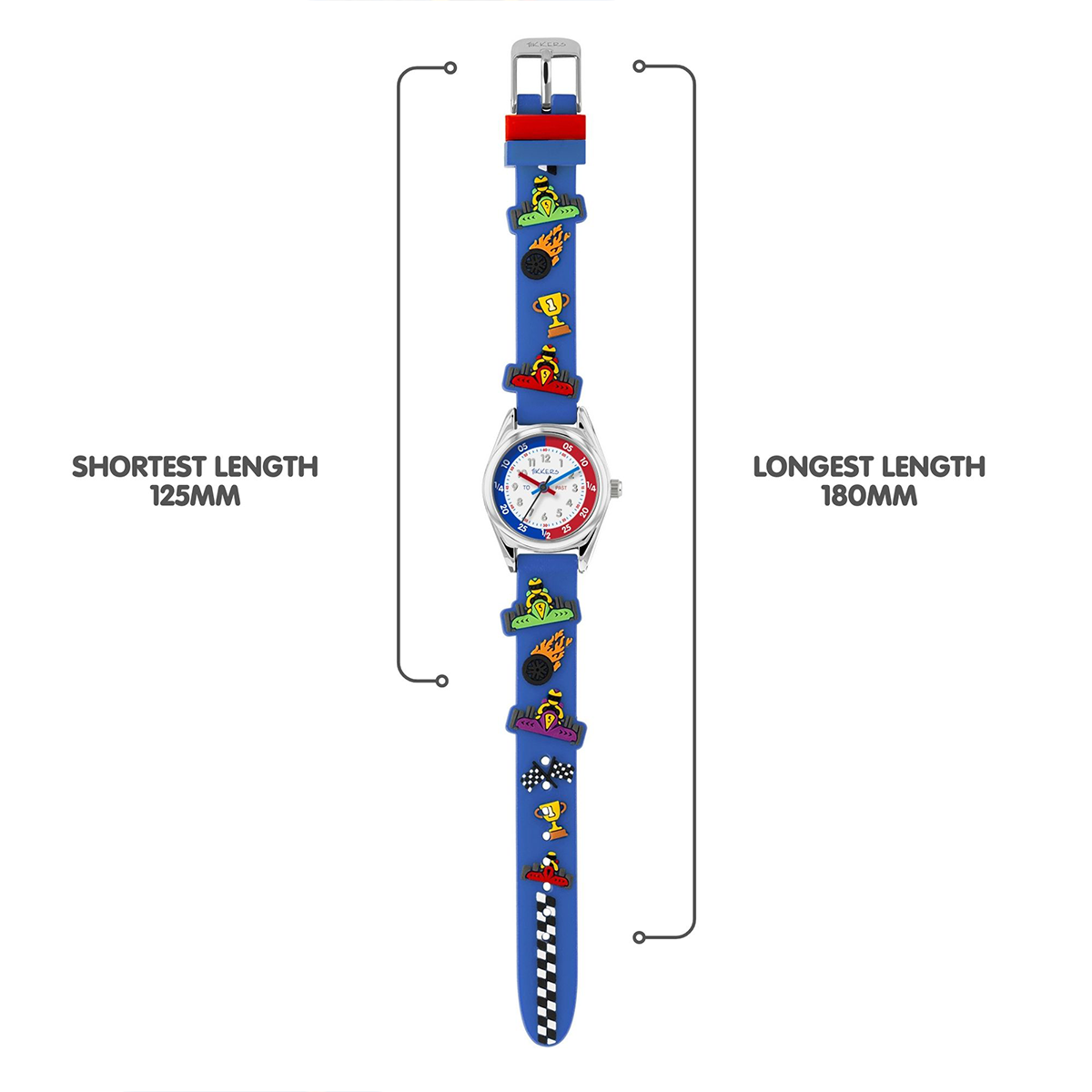 Tikkers 3D Racing Car Blue Silicone Strap Watch - ATK1096