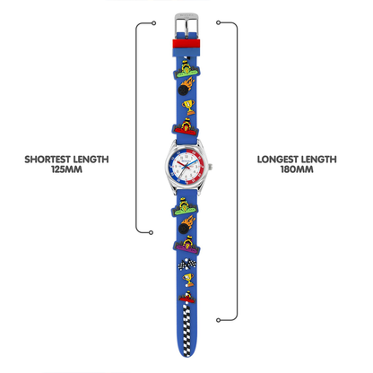 Tikkers 3D Racing Car Blue Silicone Strap Watch - ATK1096