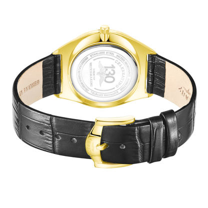Rotary Men's Ultra SlimGold Plated Stainless Steel Black Leather Strap Watch - GS08013/01