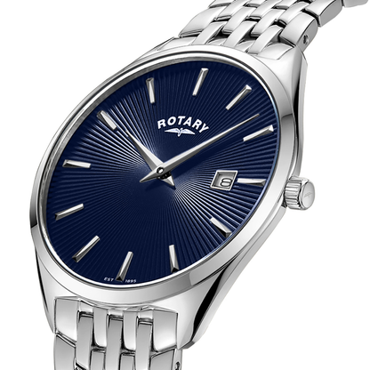 Rotary Men's Ultra Slim Blue Dial Stainless Steel Bracelet Watch - GB08010/05